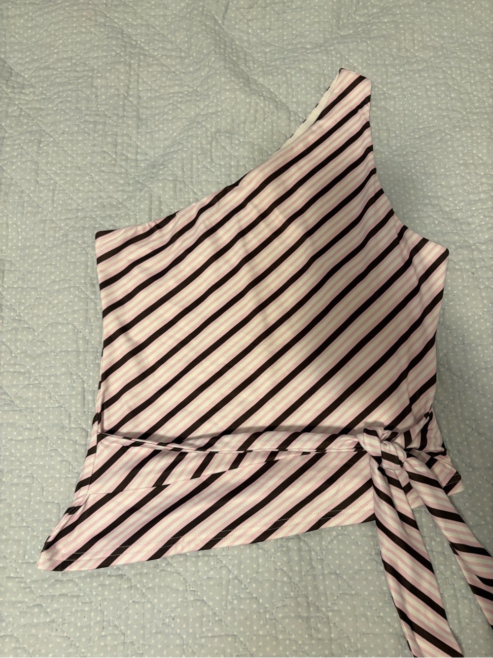 Tiger Mist Pink and Brown One-Shoulder Tie-Waist Tank